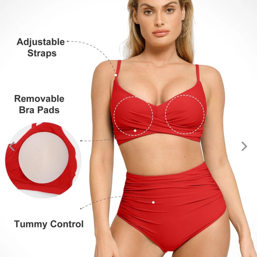 Red Women's Swim se with built in shapewear